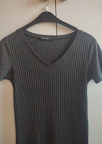 Zara Gri V Yakalı fitili Kadın Elbise