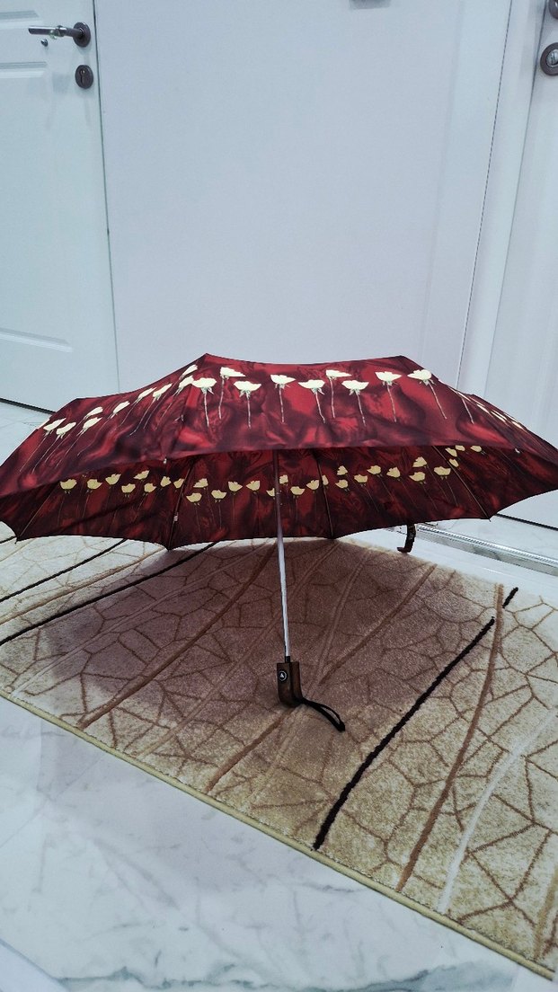 Bordo Püsküllü Kadın Şemsiye - Görsel 3