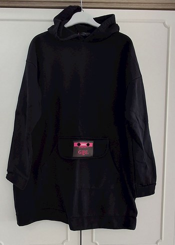 Siyah Kapüşonlu Kadın Sweatshirt