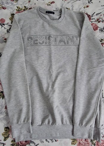 Gri Baskılı Erkek Sweatshirt