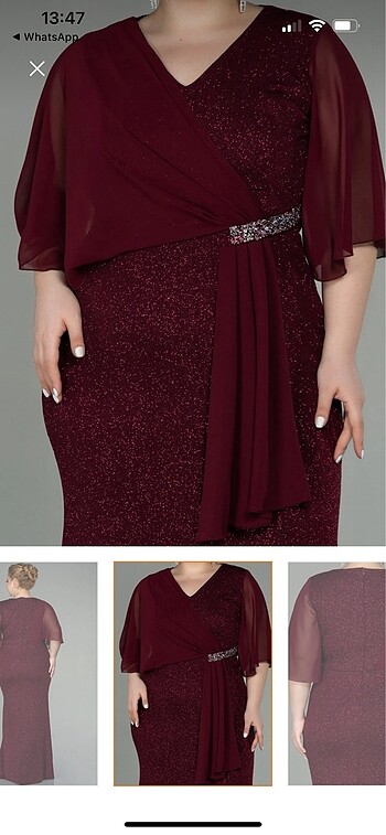 44 Beden Abiyefon simli bordo elbise