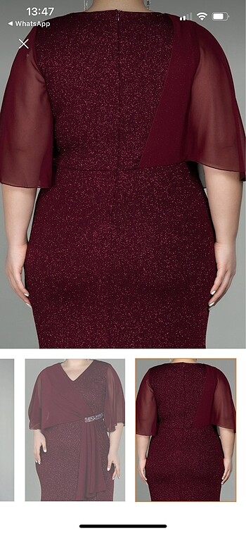 44 Beden bordo Renk Abiyefon simli bordo elbise