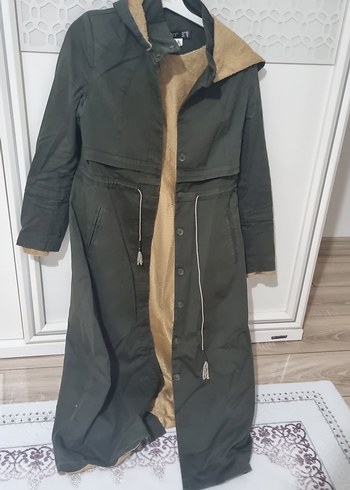 Diğer Kadın Haki Uzun Kürklü Street Style Kaban
