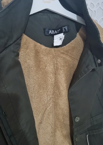 38 Beden Kadın Haki Uzun Kürklü Street Style Kaban