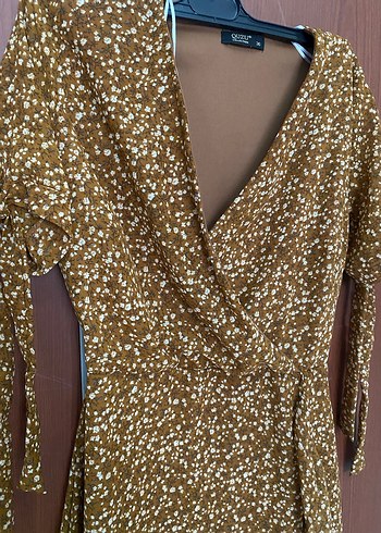 Quzu Kahverengi Yılan Desenli Midi Elbise - Görsel 2