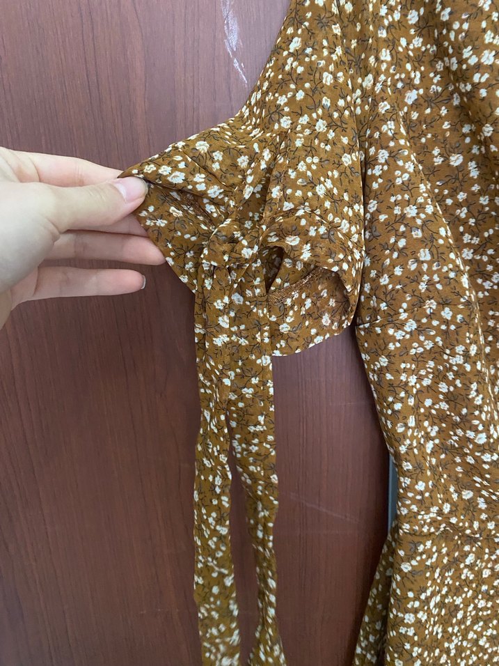 Quzu Kahverengi Yılan Desenli Midi Elbise - Görsel 4