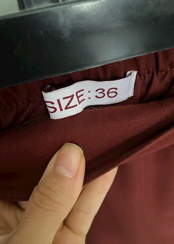 Bordo Asimetrik Midi Etek - Görsel 4