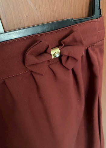 Bordo Asimetrik Midi Etek - Görsel 3