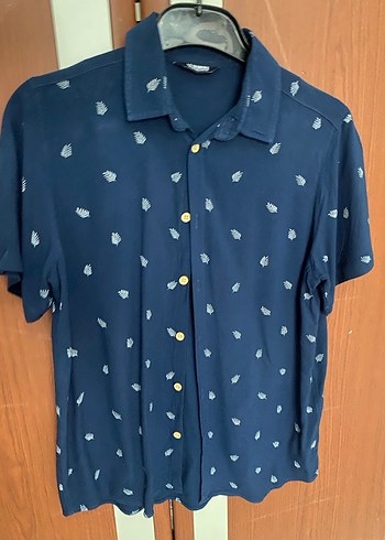 Lacivert Düğmeli Kısa Kollu Erkek Gömlek - Görsel 2