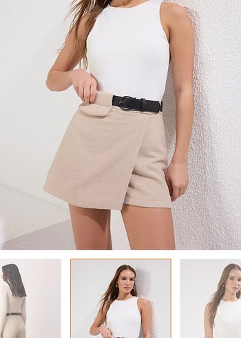 Trendyolmilla Bej Deri Mini Etek - Görsel 2