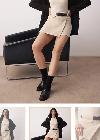 Trendyolmilla Bej Deri Mini Etek - Görsel 4