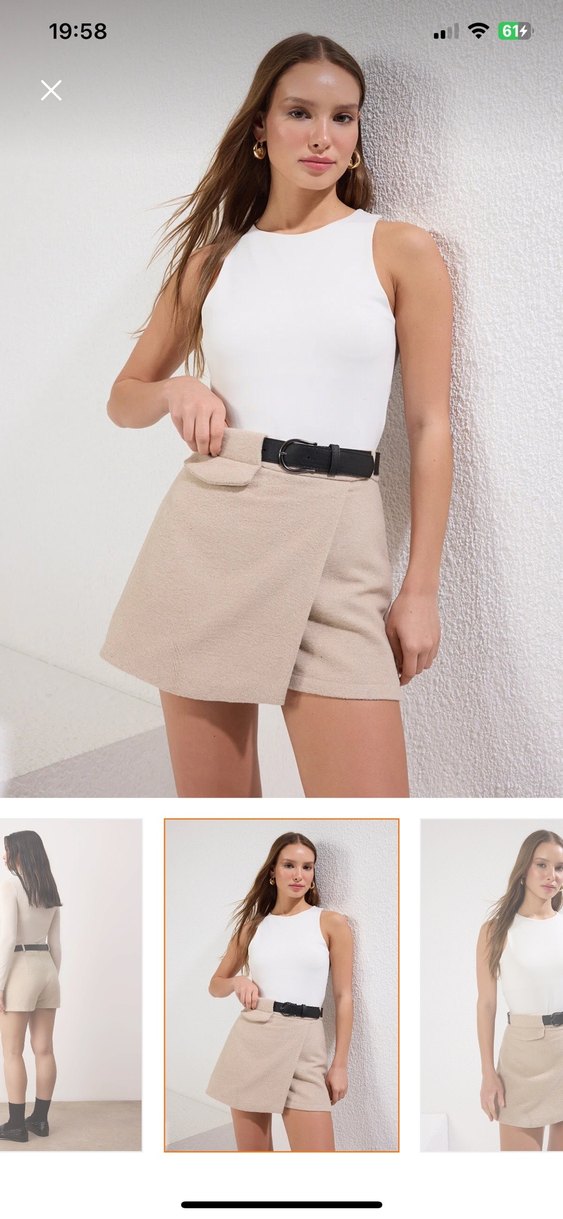 Trendyolmilla Bej Deri Mini Etek - Görsel 2