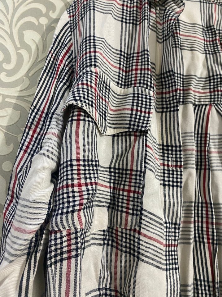 Düğmeli Uzun Kollu Gri Ekose Kadın Gömlek - Görsel 4
