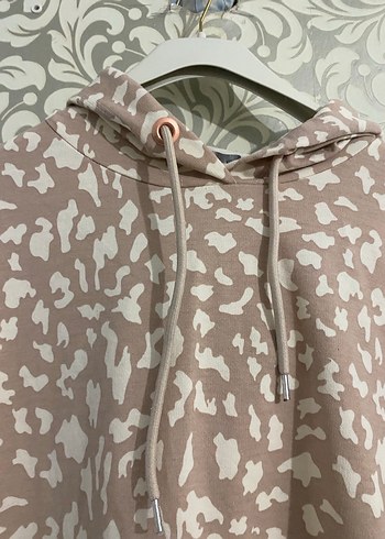 Kadın Bej Kapüşonlu Uzun Kollu Salaş Sweatshirt - Görsel 3