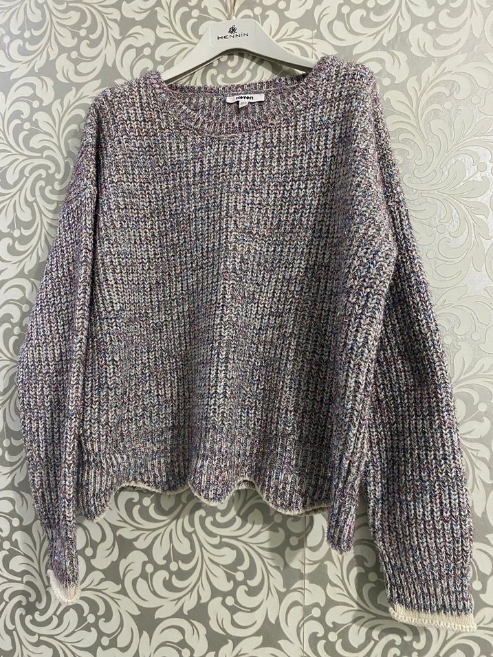 Gri Bohem Salaş Triko Kazak - Görsel 3