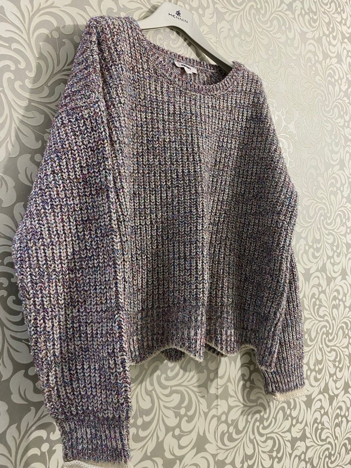 Gri Bohem Salaş Triko Kazak - Görsel 2