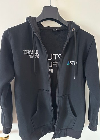 Kapüşonlu Fermuarlı Siyah Sweatshirt. STM Erkek Siyah Kapüşonlu - Görsel 4