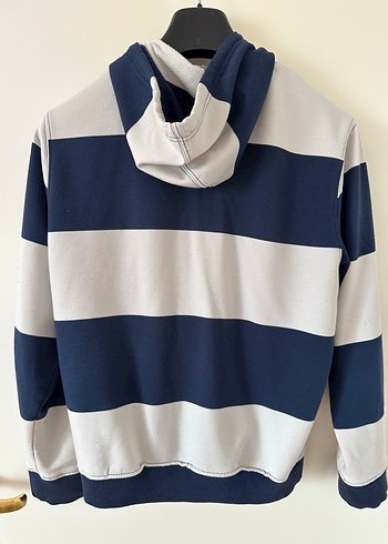 Çizgili Kapüşonlu Fermuarlı Erkek Sweatshirt - Görsel 2