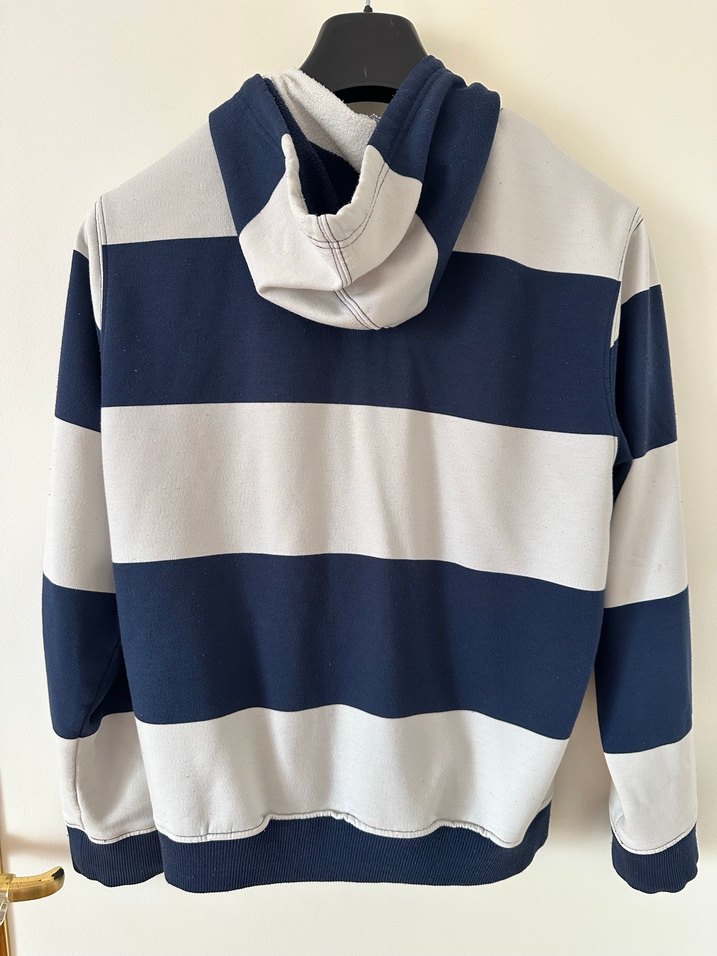 Çizgili Kapüşonlu Fermuarlı Erkek Sweatshirt - Görsel 2