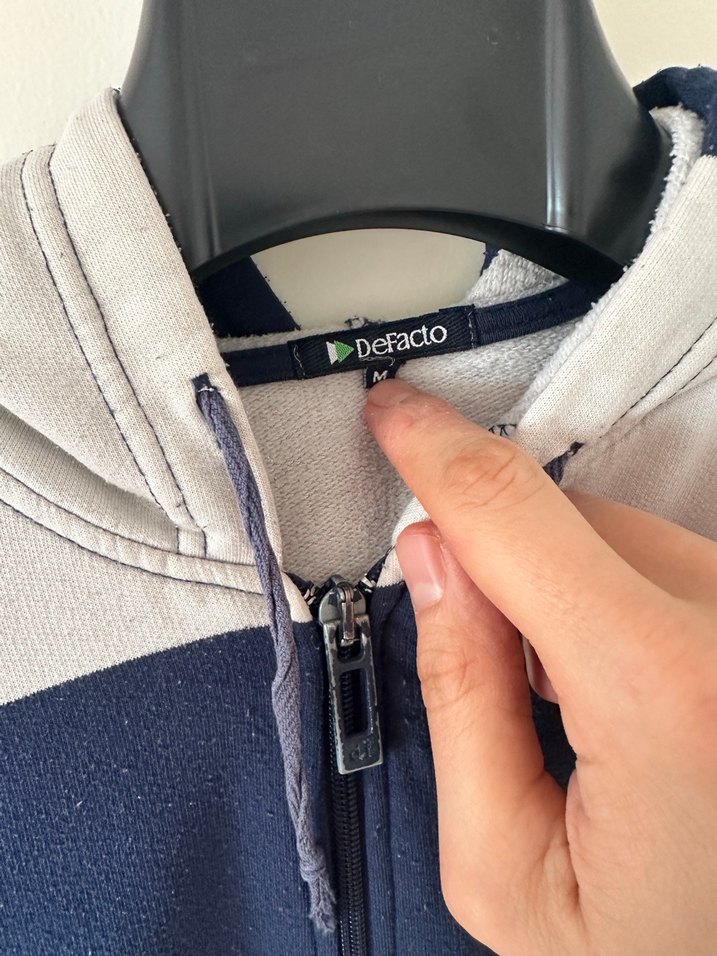 Çizgili Kapüşonlu Fermuarlı Erkek Sweatshirt - Görsel 4