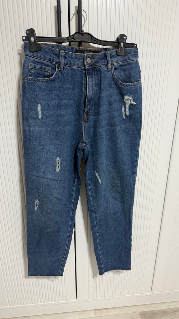 Kadın Mavi Bol Kesim Kot Pantolon - Görsel 2