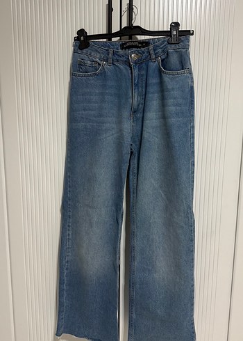 Kadın Mavi Denim Bol Kesim Midi Jean - Görsel 2