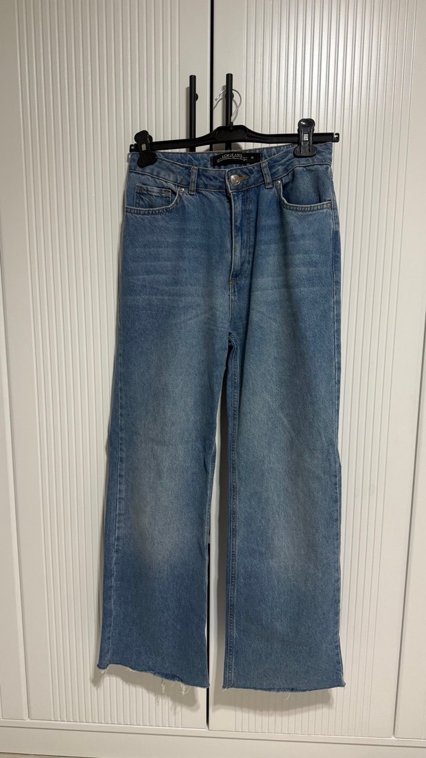 Kadın Mavi Denim Bol Kesim Midi Jean - Görsel 2