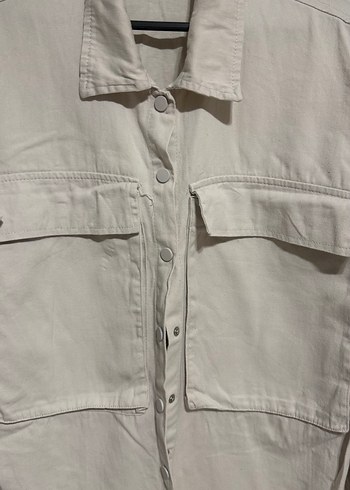 Düğmeli Bej Keten Salaş Gömlek - Görsel 4
