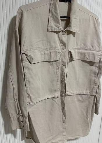 Düğmeli Bej Keten Salaş Gömlek - Görsel 3