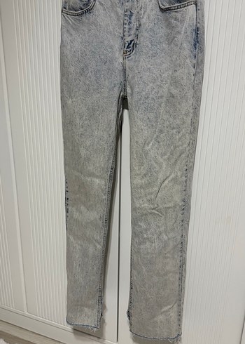 Düğmeli Batik Desenli Rahat Kesim Kadın Kot Pantolon - Görsel 7