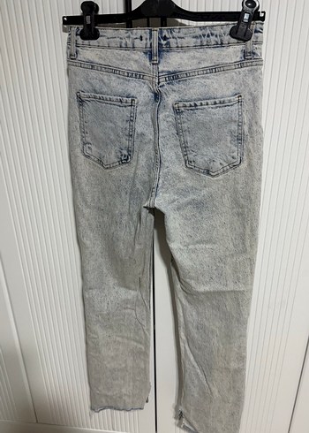 Düğmeli Batik Desenli Rahat Kesim Kadın Kot Pantolon - Görsel 8