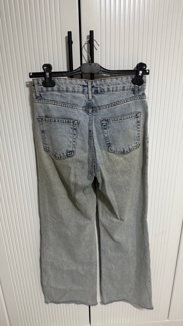 Gri Rahat Kesim Midi Boy Kadın Denim Pantolon - Görsel 4