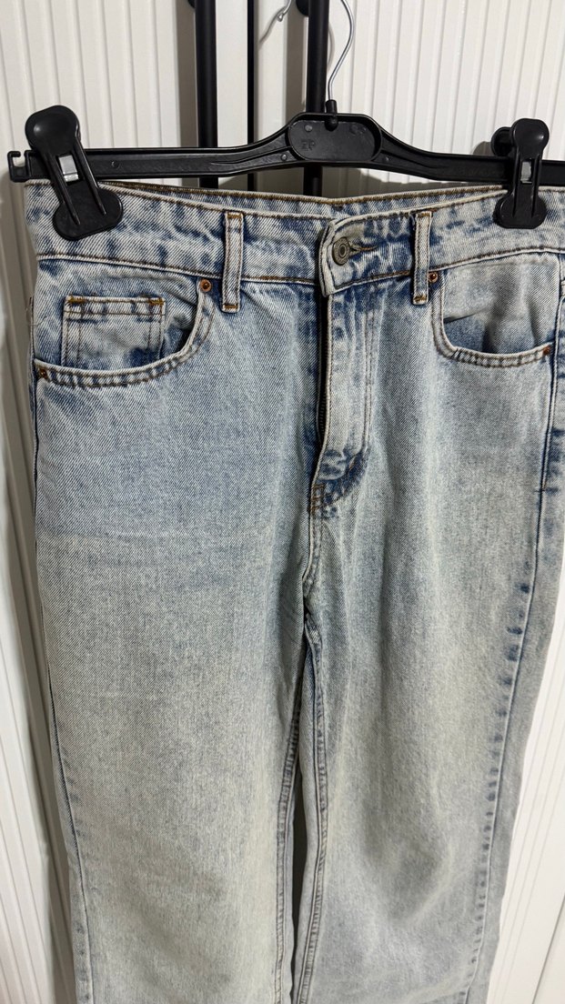 Gri Rahat Kesim Midi Boy Kadın Denim Pantolon - Görsel 3