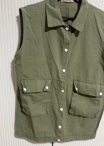 Düğmeli Keten Kadın Yelek, Salaş Kesim - Görsel 4