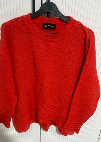 Kadın turuncu Örgü Yün Kazak - Görsel 3