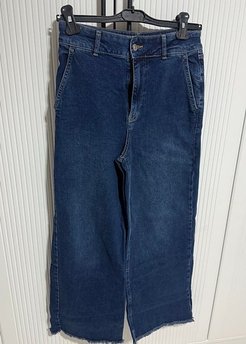 Kadın Lacivert Bol Kesim Midi Kot Pantolon - Görsel 2