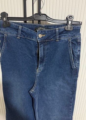 Kadın Lacivert Bol Kesim Midi Kot Pantolon - Görsel 5