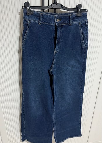 Kadın Lacivert Bol Kesim Midi Kot Pantolon - Görsel 3