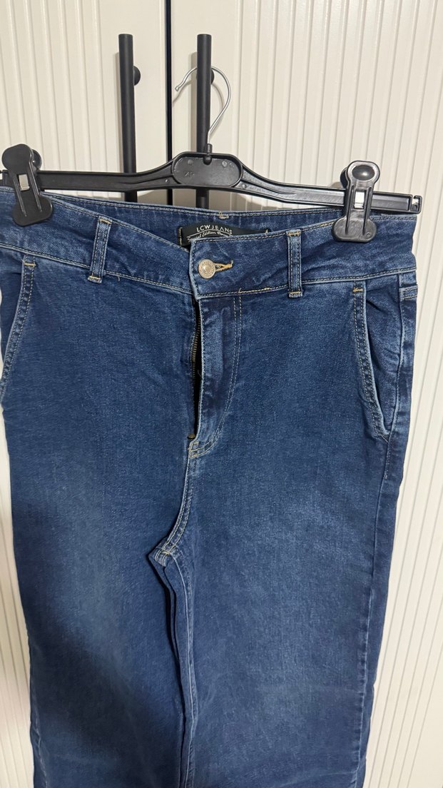 Kadın Lacivert Bol Kesim Midi Kot Pantolon - Görsel 5