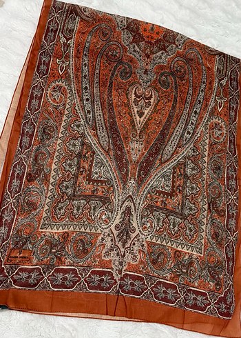 Kahverengi Bohem Tarzı Desenli Şal - Görsel 3