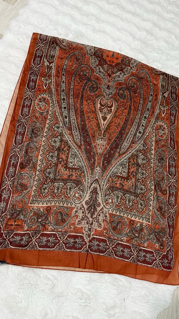 Kahverengi Bohem Tarzı Desenli Şal - Görsel 3