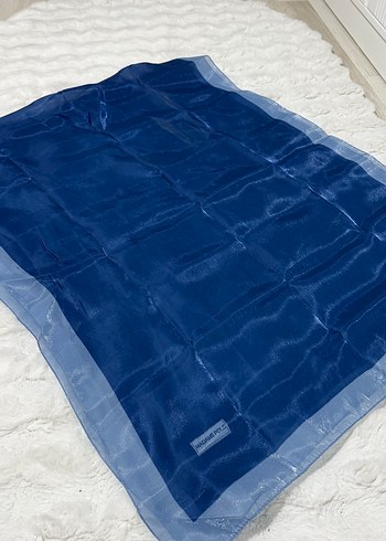 Parlak Mavi İpek Görünümlü Kadın Şal - Görsel 2