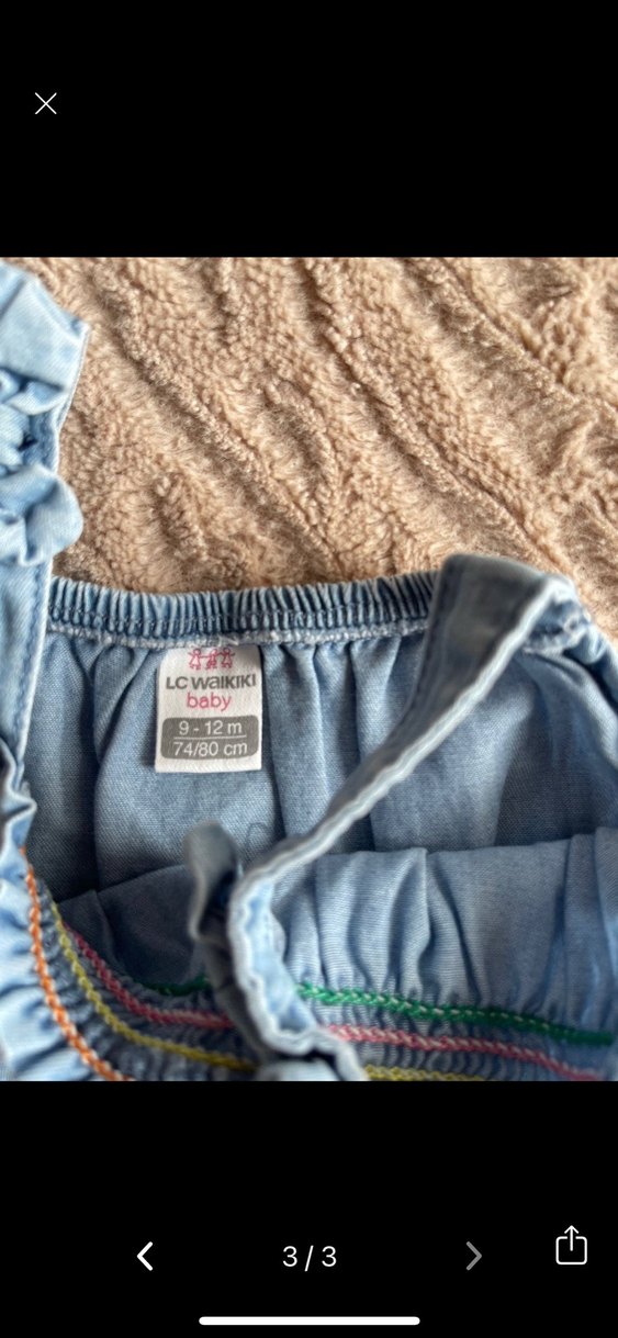 Mavi Denim Kız Çocuk Fırfırlı Elbise - Görsel 2