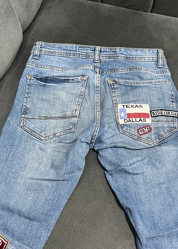 Mavi Rock Punk Baskılı Erkek Denim Pantolon - Görsel 4