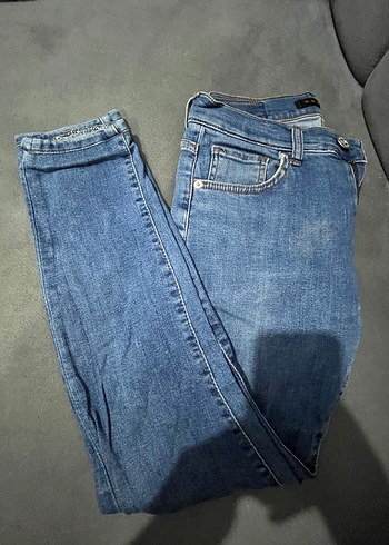 Mavi Kot Pantolon, Kemer Detaylı - Görsel 3