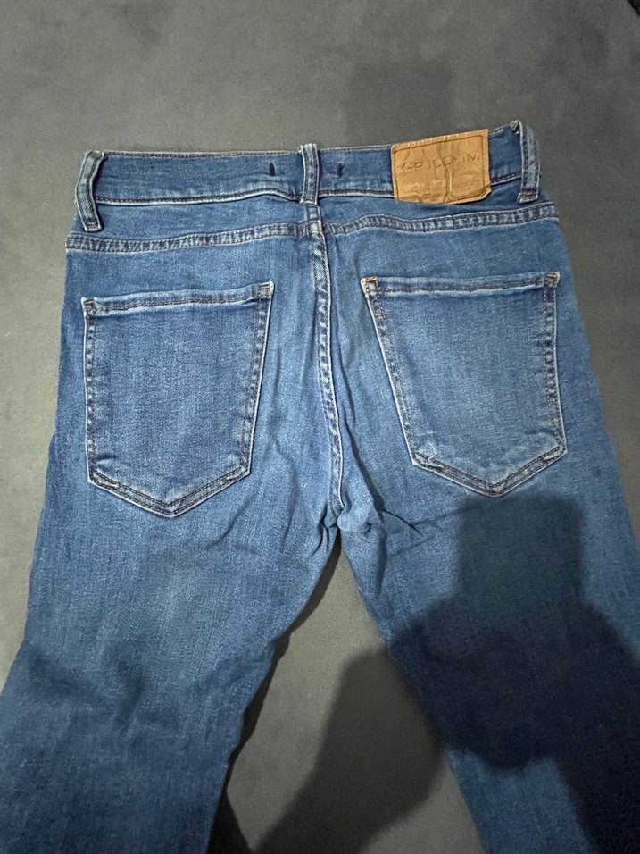 Mavi Kot Pantolon, Kemer Detaylı - Görsel 2