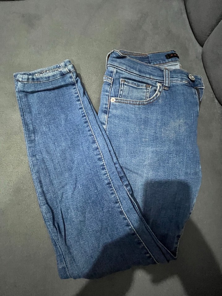 Mavi Kot Pantolon, Kemer Detaylı - Görsel 3