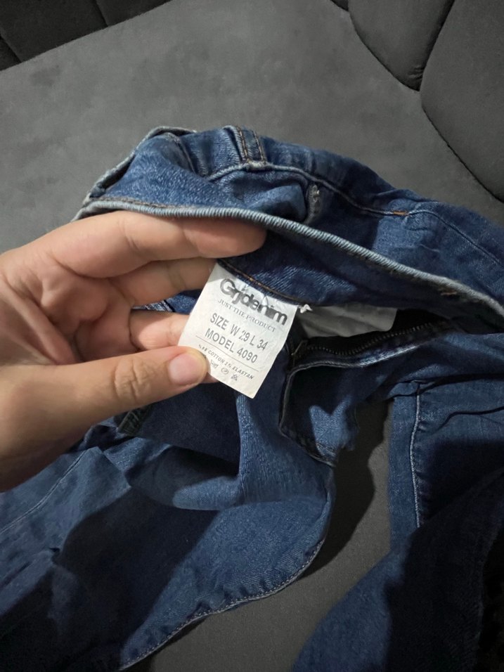 Mavi Kot Pantolon, Kemer Detaylı - Görsel 4