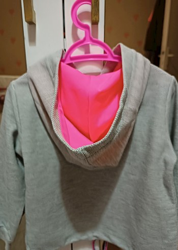 Gri Kapüşonlu Kız Sweatshirt takım - Görsel 4