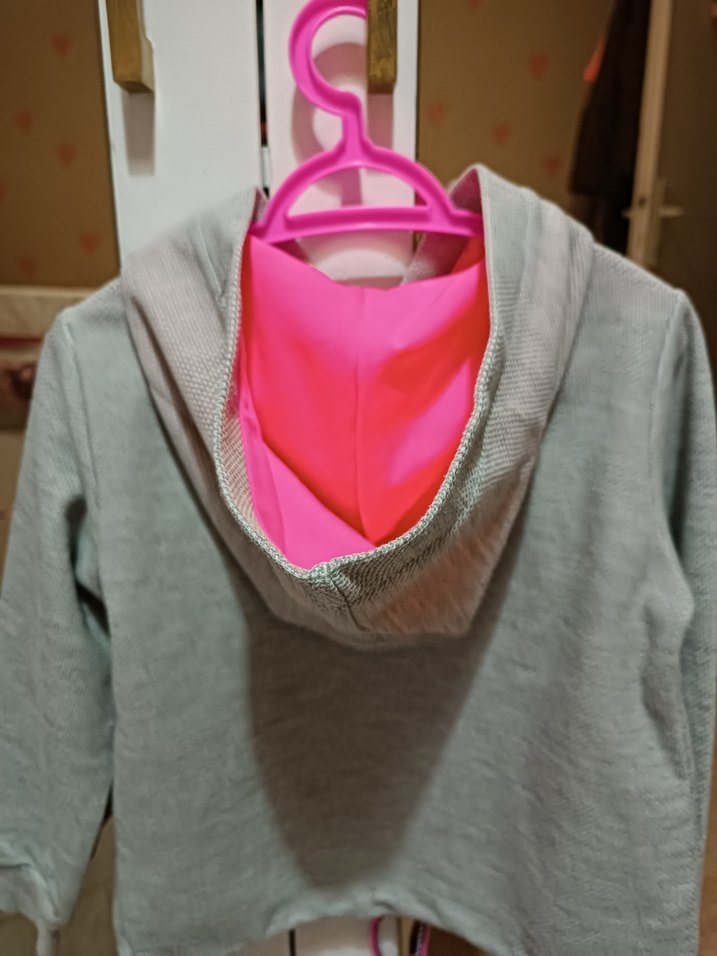 Gri Kapüşonlu Kız Sweatshirt takım - Görsel 4